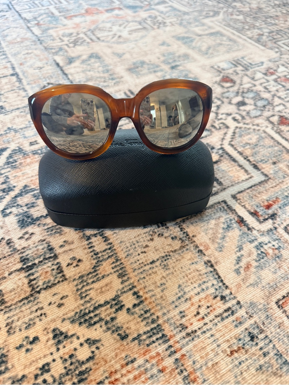 Celine Paris Tortoise Oversized Sunglasses Mirror Lens Italy
